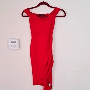Red off shoulder dress